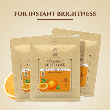 Vitamin C & E With Hyaluronic Acid Ayurvedic Serum Sheet Mask For Anti-Ageing & Brightening (Pack Of 3)